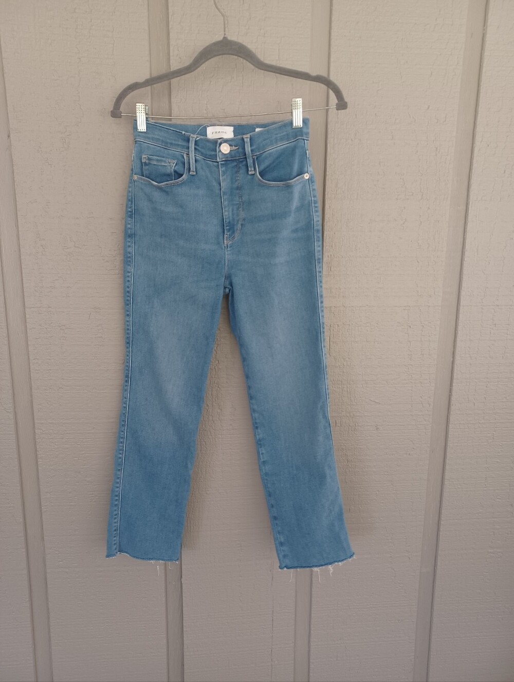 Frame Le Sylvie Slender Straight Jean Size 27 Women Cotton Blend Stretch Lapis